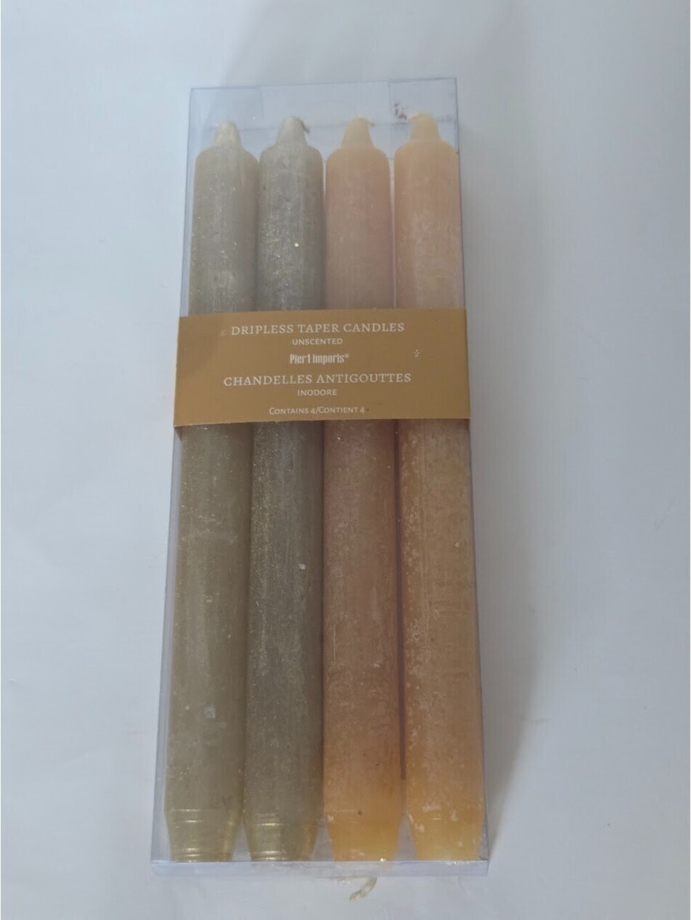 Pier 1 Dripless Taper Candles Unscented Set of 4 Multicolor 10" Tall